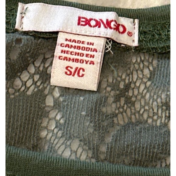 Bongo Brand Lace Short Sleeve Top Green 100% Nylon Junior's Size S - Picture 3 of 10